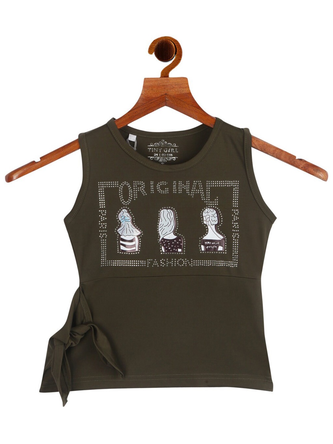 

Tiny Girl Girls Olive Green Embellished Top