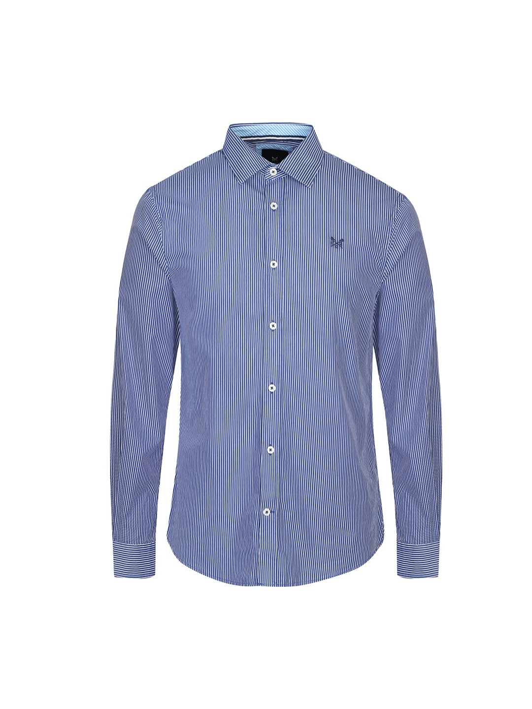 

Crew Clothing Men Blue & White Striped Cotton Formal Shirt