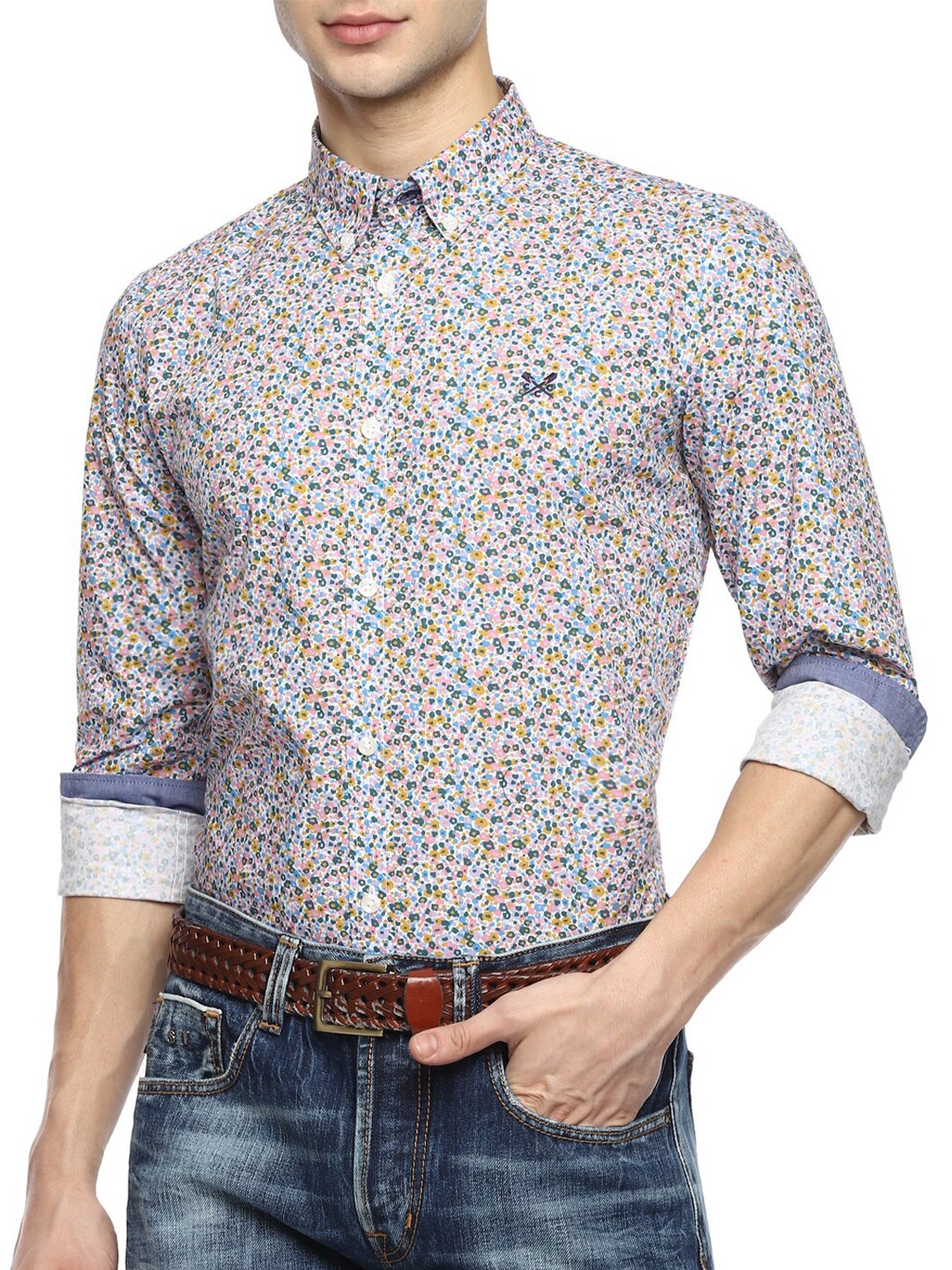

Crew Clothing Men Multicoloured Floral Printed Cotton Casual Shirt, Multi