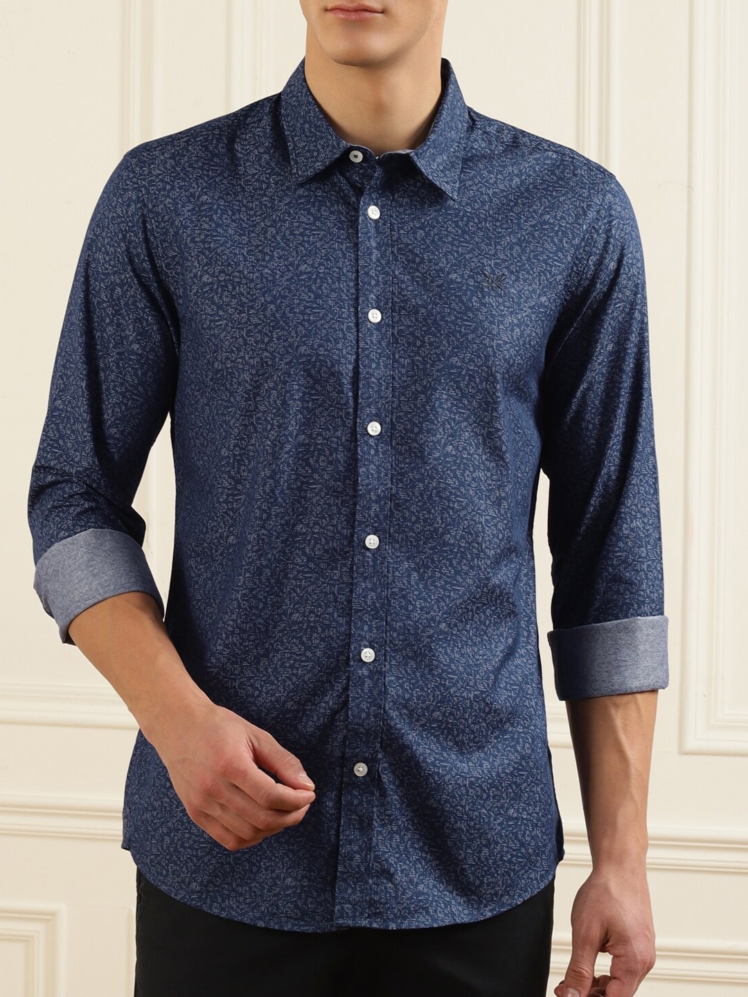 

Crew Clothing Men Blue & Grey Floral Printed Cotton Casual Shirt