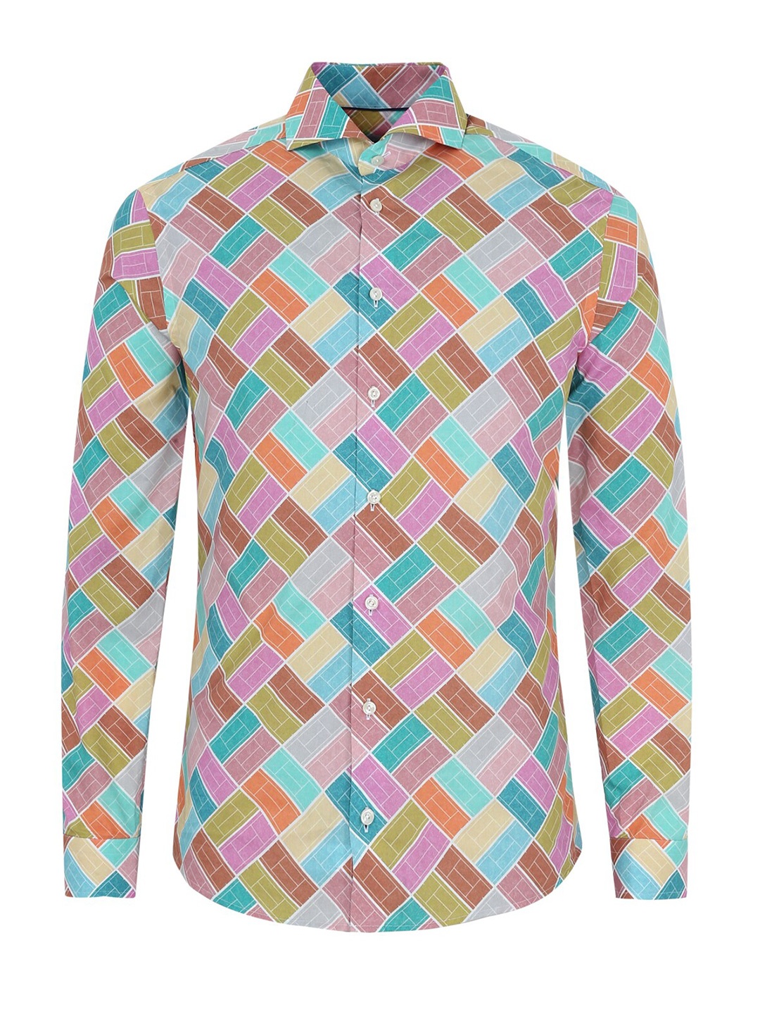 

Eton Men Pink & Sea Green Checked Casual Shirt