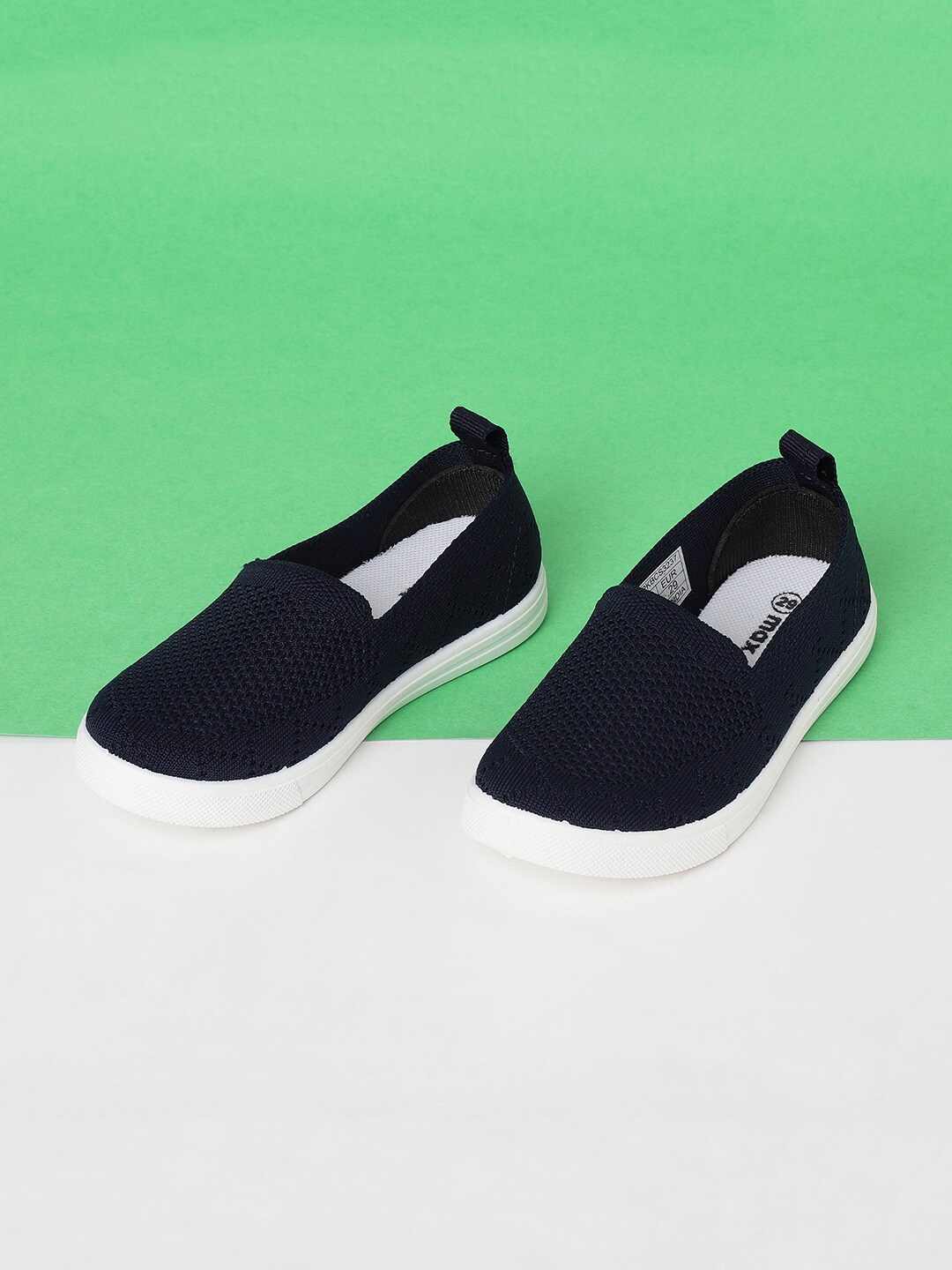 

max Boys Navy Blue Woven Design Slip-On Sneakers