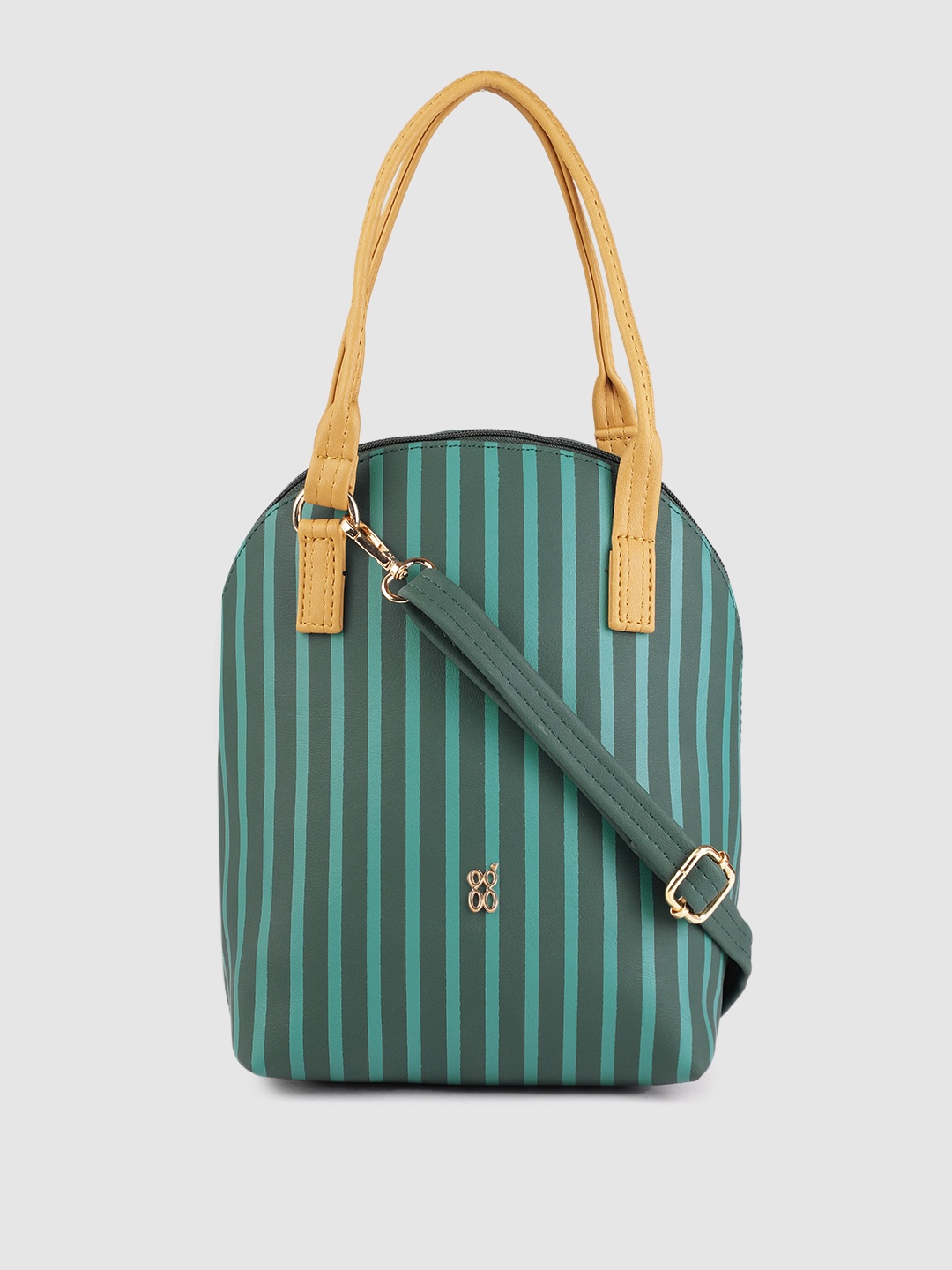 

Baggit Green Striped Structured Handheld Bag