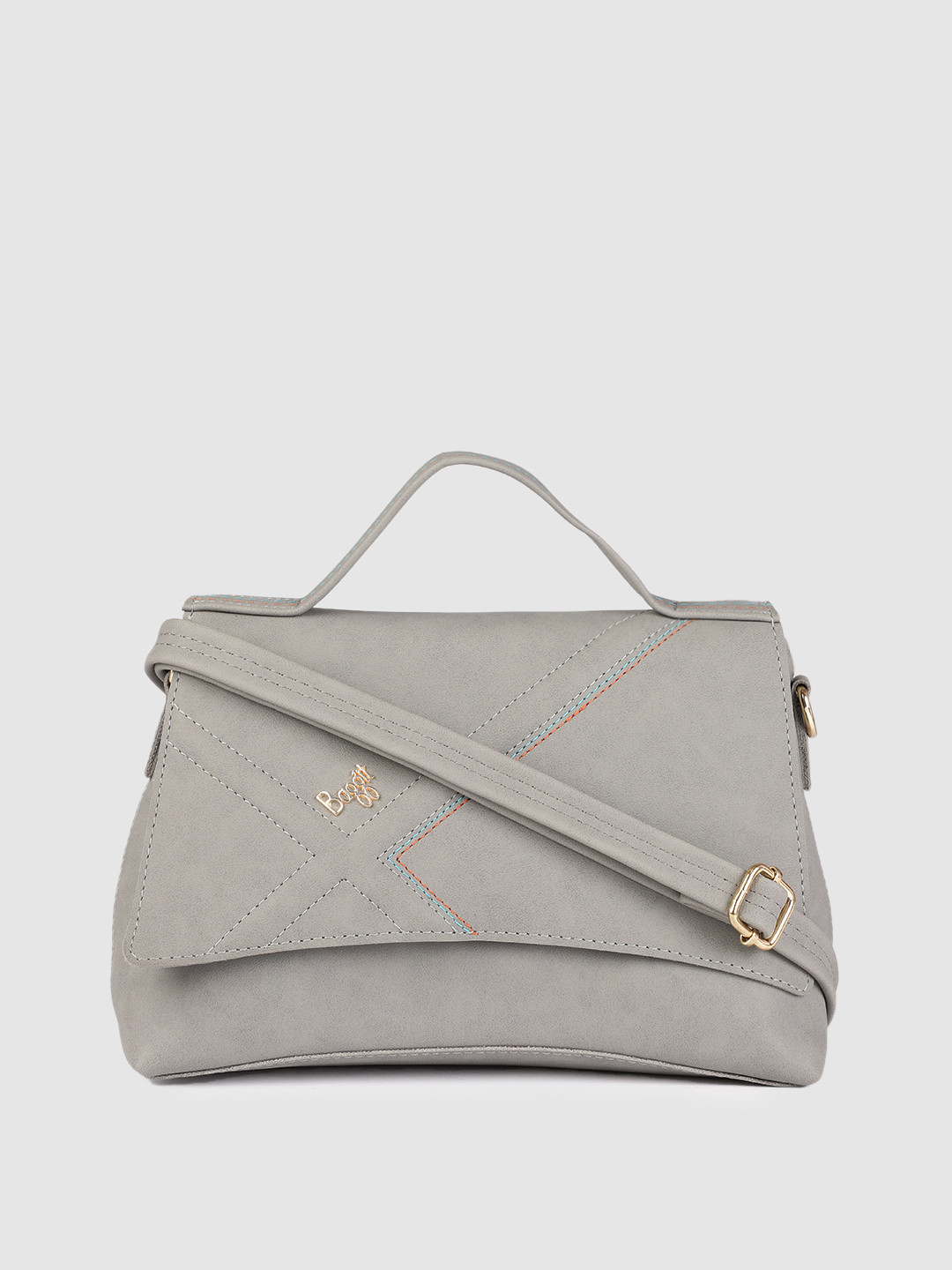 

Baggit Grey Solid Structured Handheld Bag