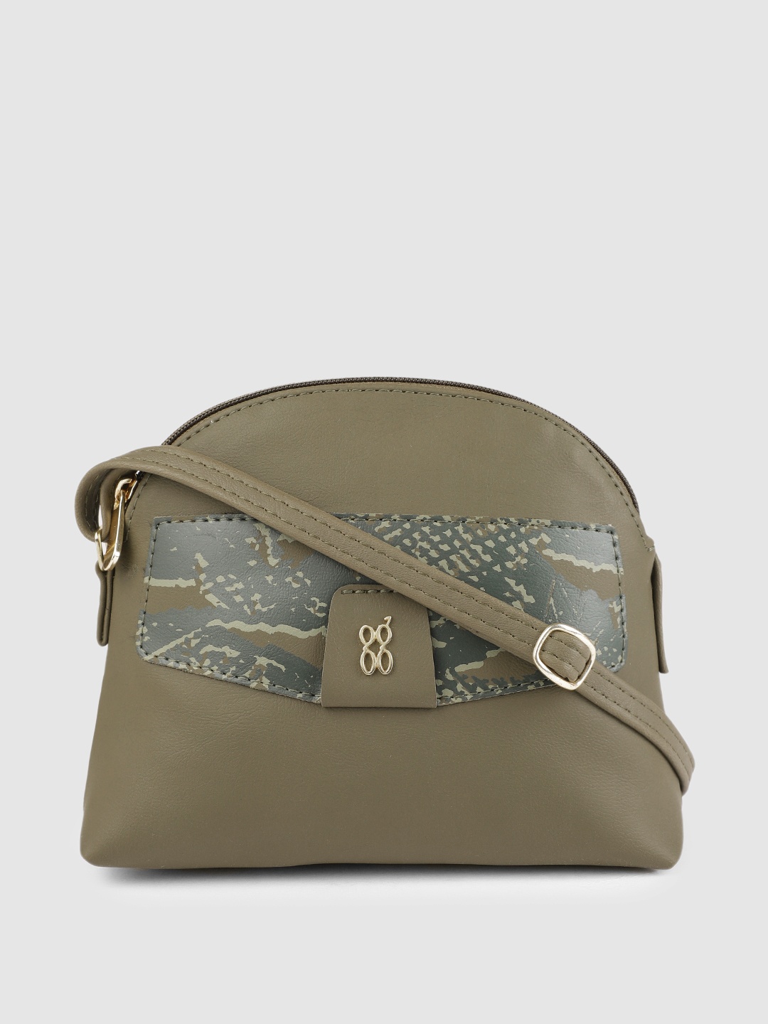 

Baggit Olive Green Solid Structured Sling Bag