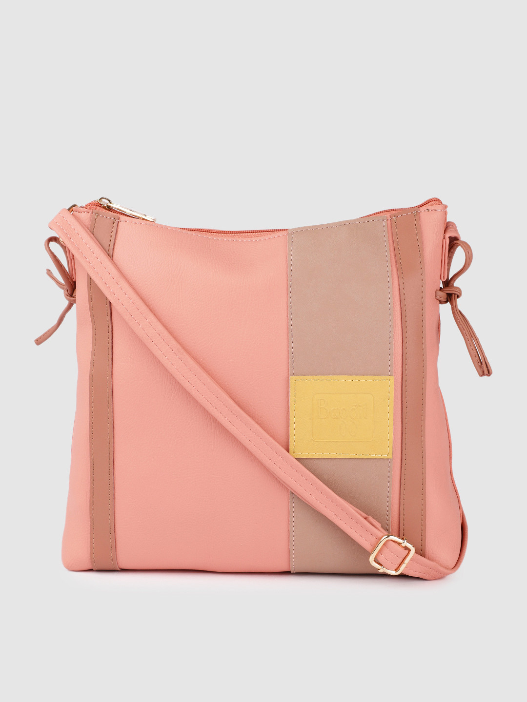 

Baggit Pink Colourblocked Structured Sling Bag