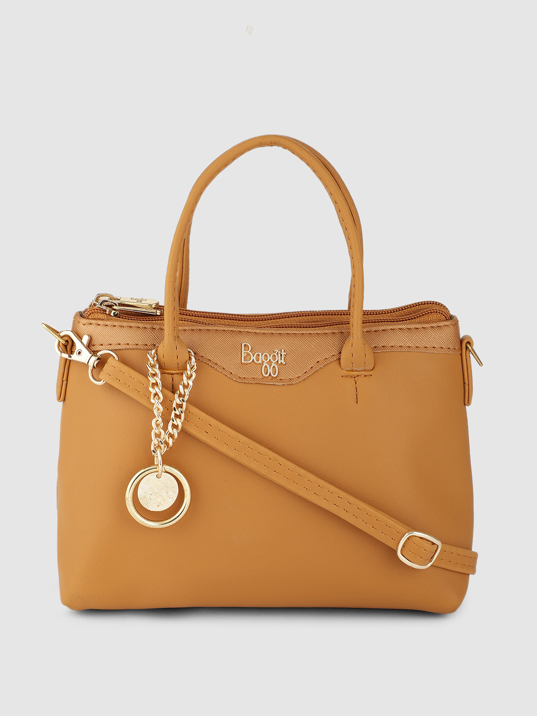 

Baggit Mustard Yellow Solid Structured Handheld Bag