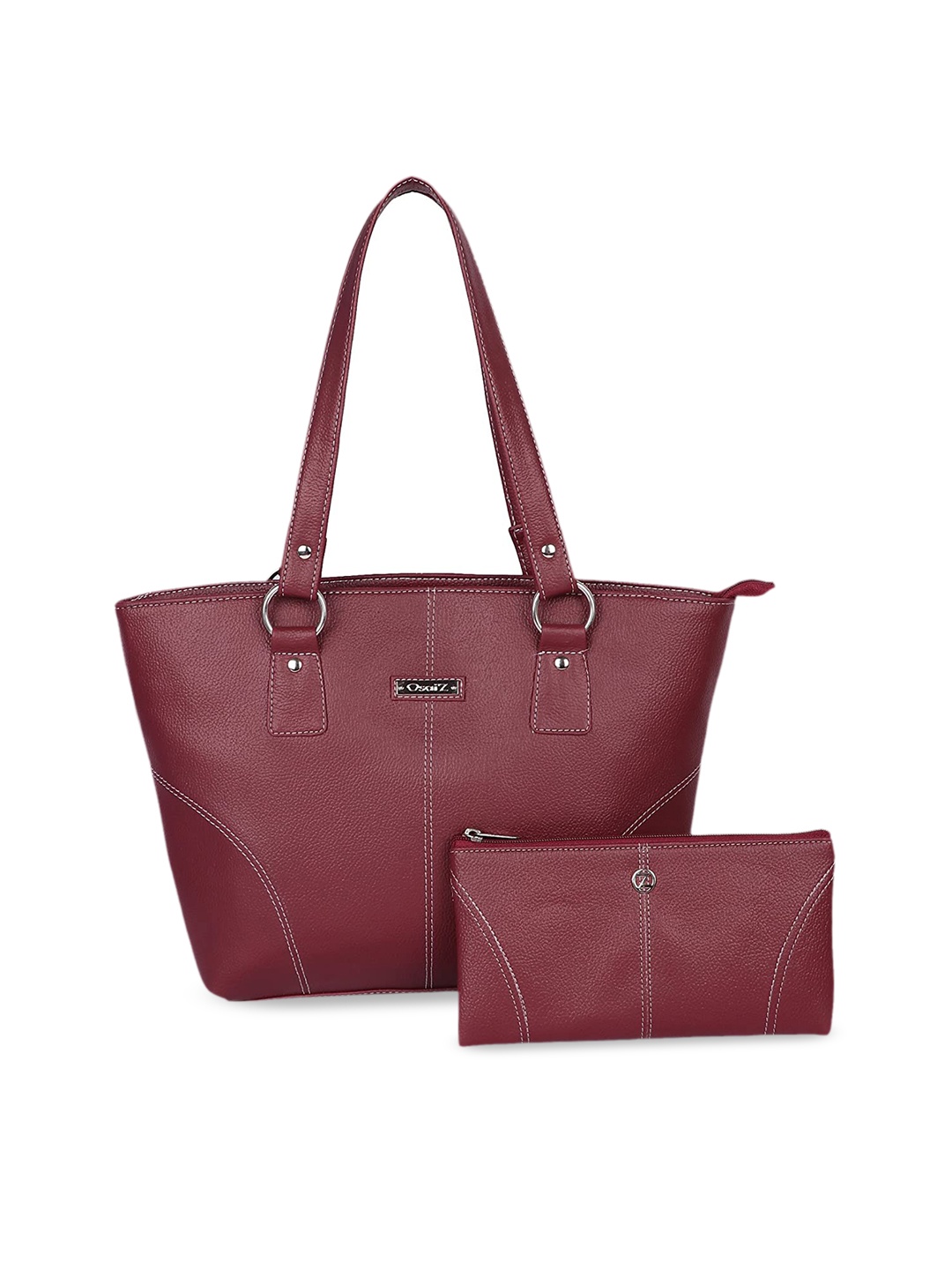 OsaiZ Maroon Oversized Structured Shoulder Bag