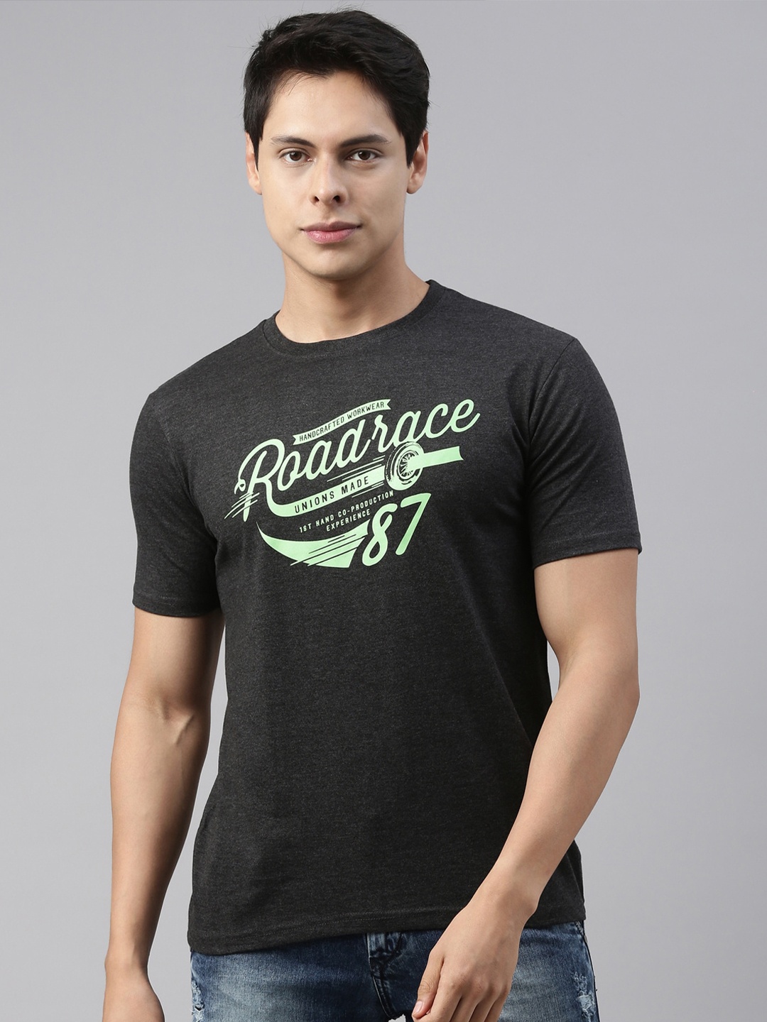 

recast Men Charcoal Typography Printed T-shirt