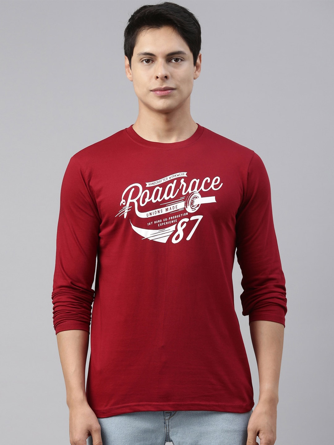 

recast Men Maroon Printed Pure Cotton T-shirt