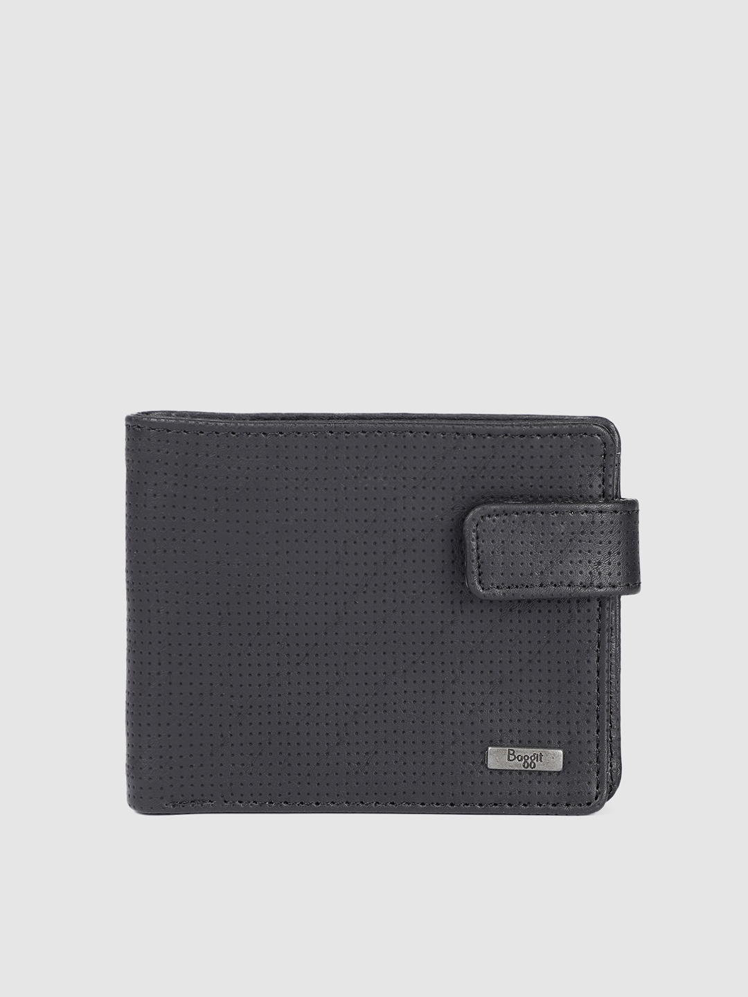 

Baggit Men Black Abstract Textured Two Fold Wallet