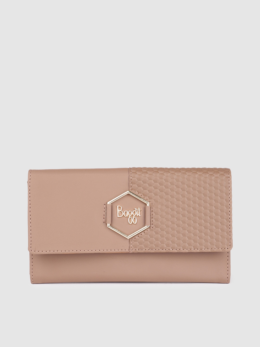 

Baggit Women Dusty Pink Solid Two Fold Wallet With Zip Detail, Rose