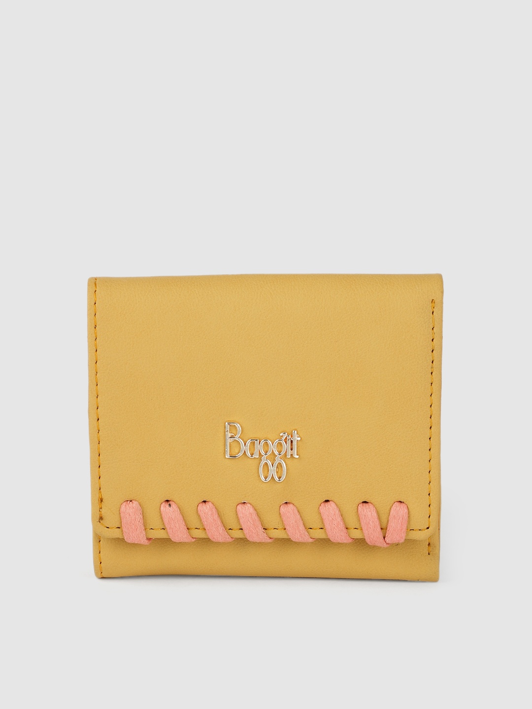 

Baggit Women Yellow Solid Lace-Ups Three Fold Wallet