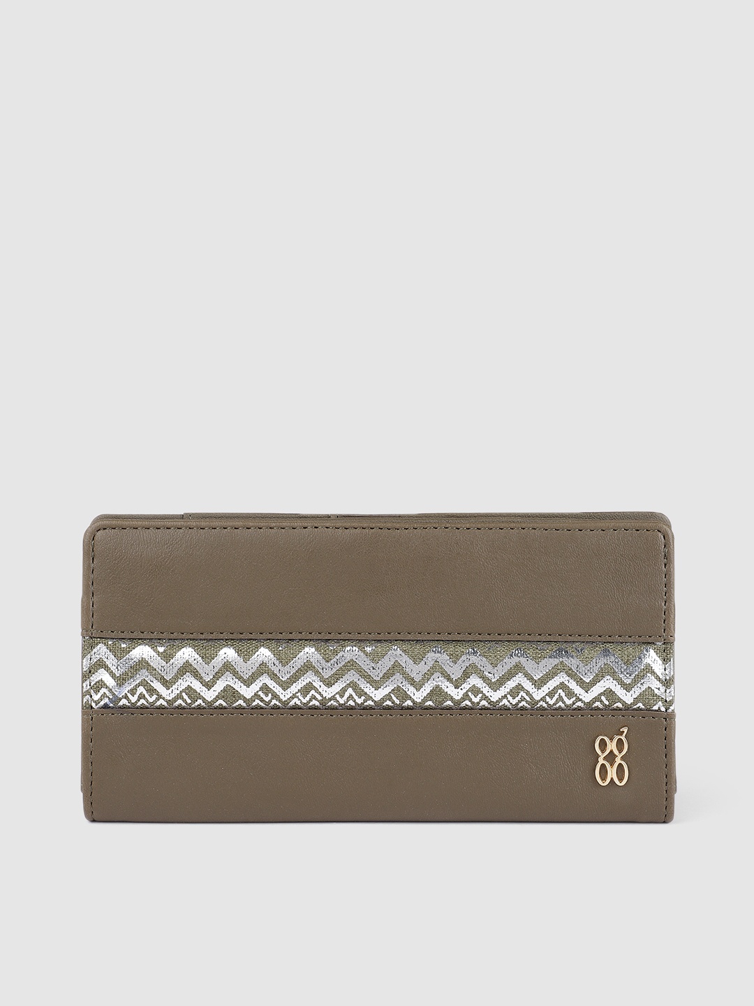 

Baggit Women Olive Green & Silver-Toned Solid Two Fold Wallet