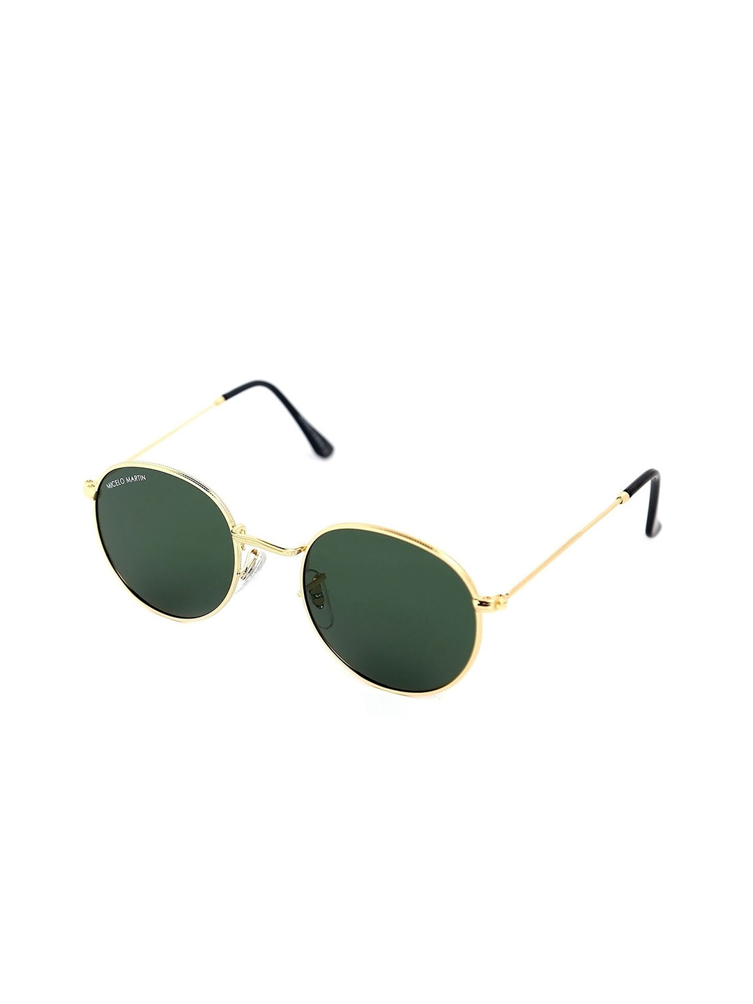 

Micelo Martin Unisex Green Lens & Gold-Toned Round Sunglasses with UV Protected Lens