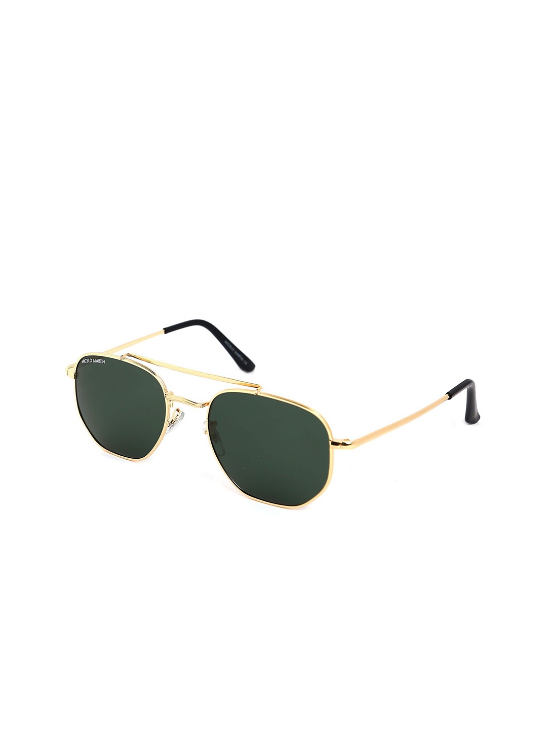 

Micelo Martin Men Green Lens & Gold-Toned Aviator Sunglasses with UV Protected Lens