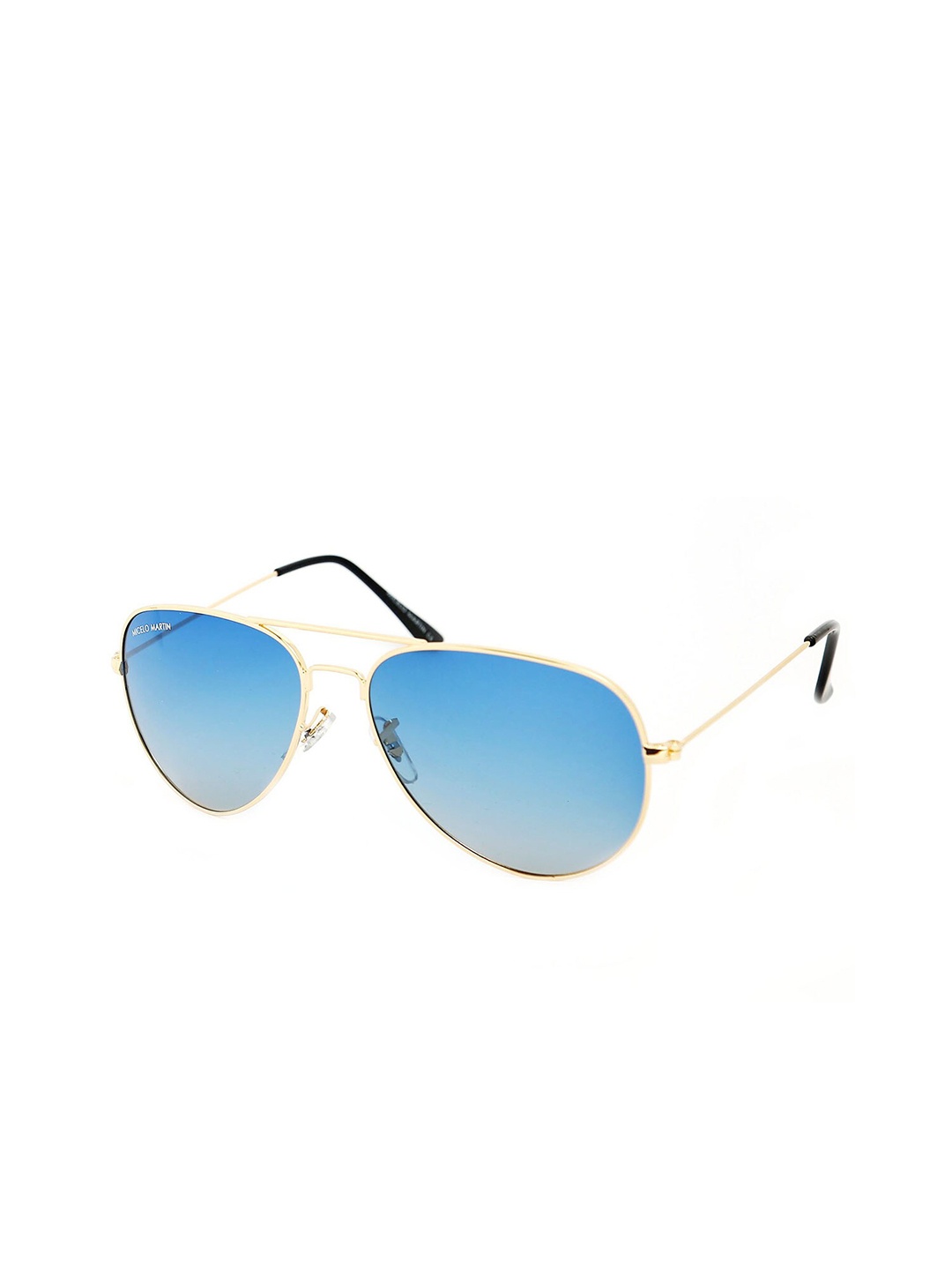 

Micelo Martin Unisex Blue Lens & Gold-Toned Aviator Sunglasses with UV Protected Lens