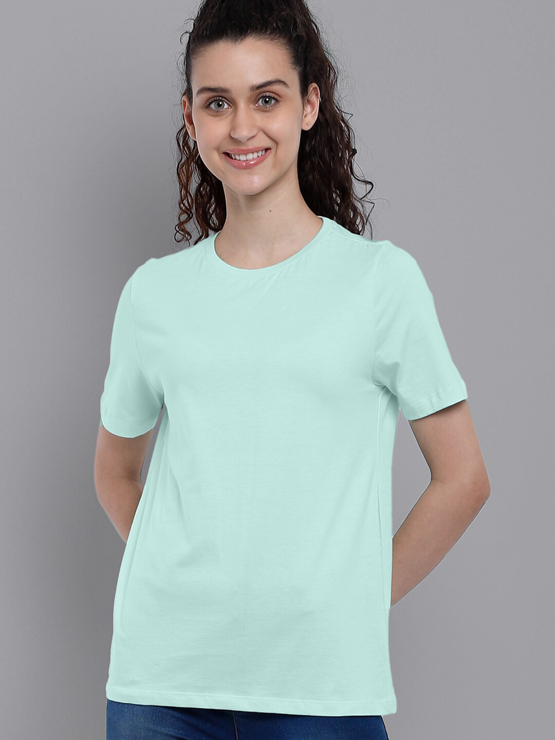

Free Authority Women Sea Green Cotton T-shirt