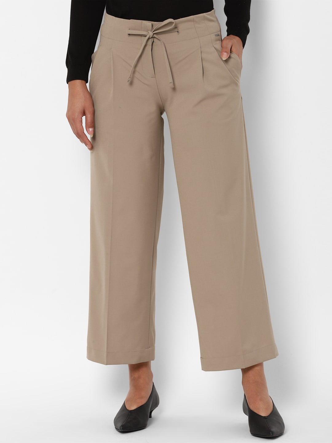 

Allen Solly Woman Women Khaki Slim Fit Pleated Trousers