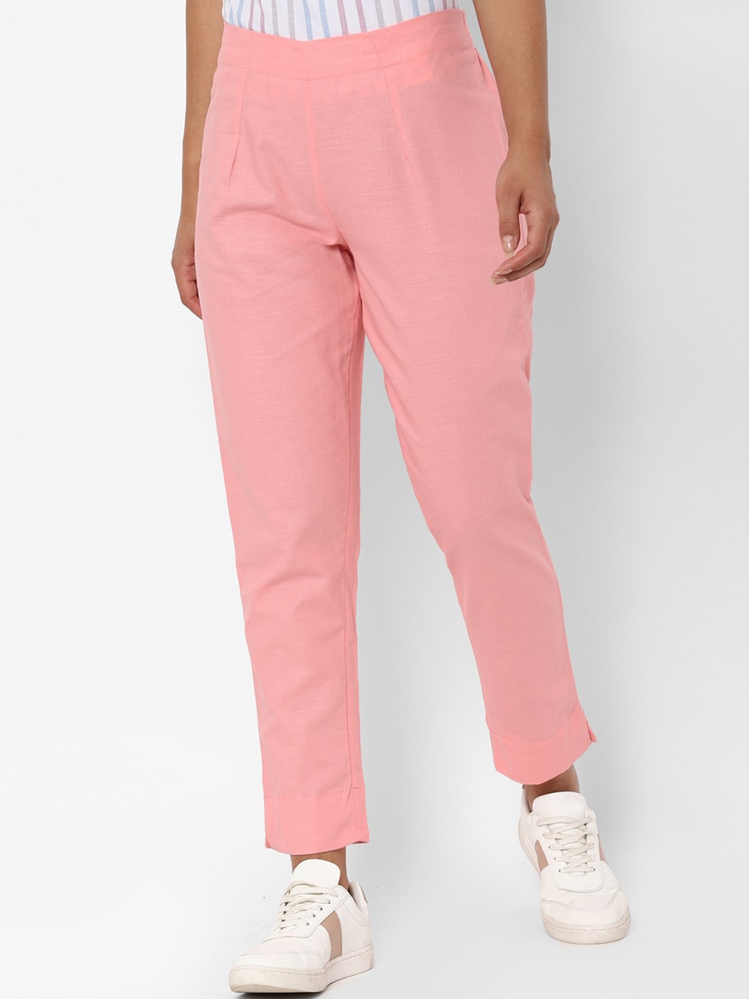 

Allen Solly Woman Pink Mid-rise Peg Trousers