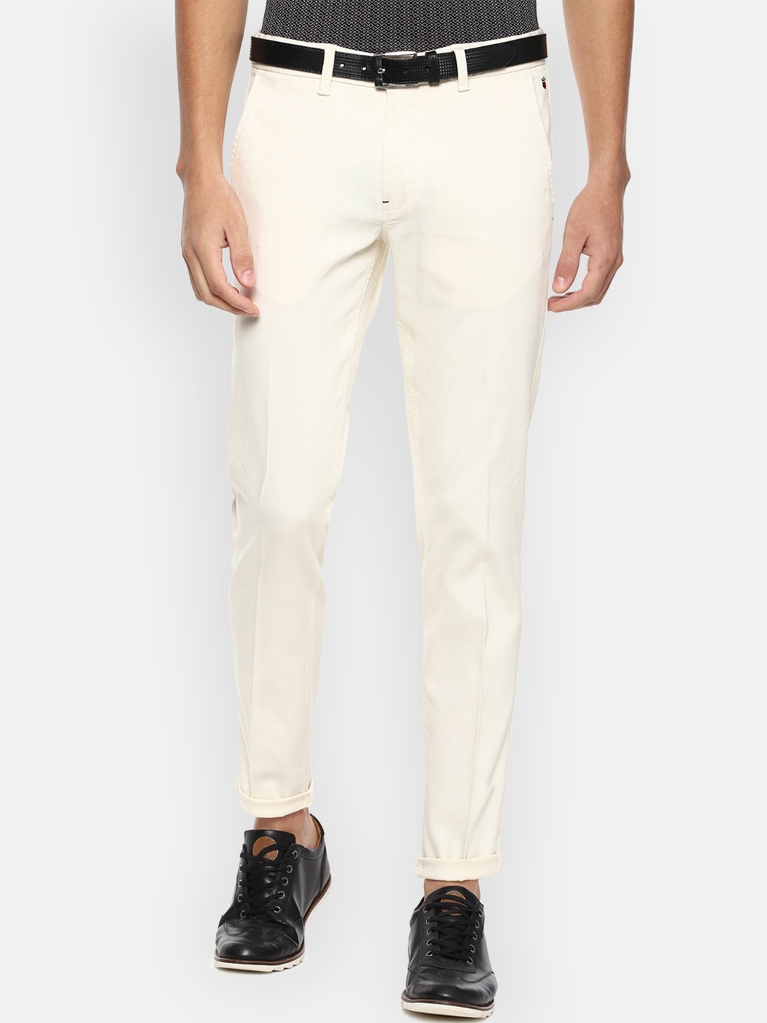 

Louis Philippe Sport Men Cream-Coloured Mid-Rise Casual Trousers