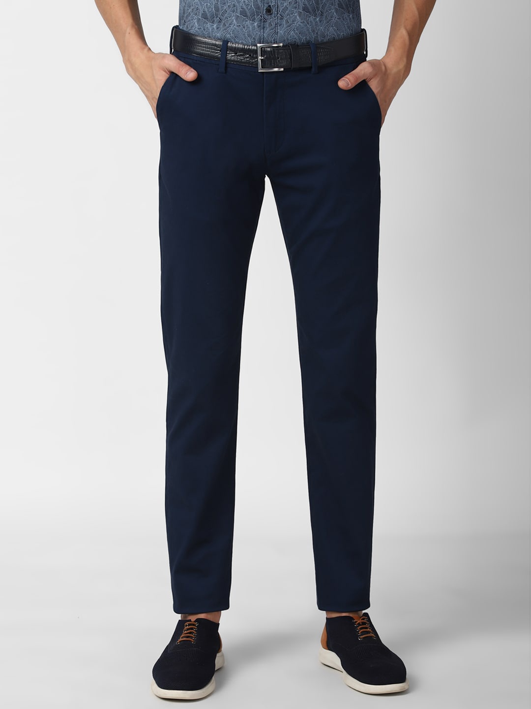 

Peter England Casuals Men Navy Blue Slim Fit Trousers