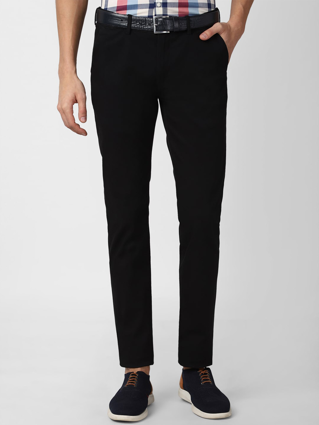 

Peter England Casuals Men Black Slim Fit Cotton Trousers