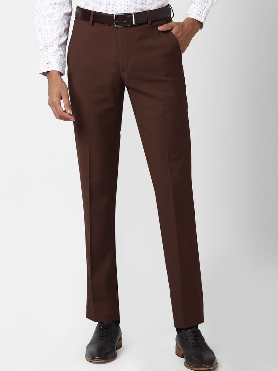 

Peter England Elite Men Brown Slim Fit Trousers