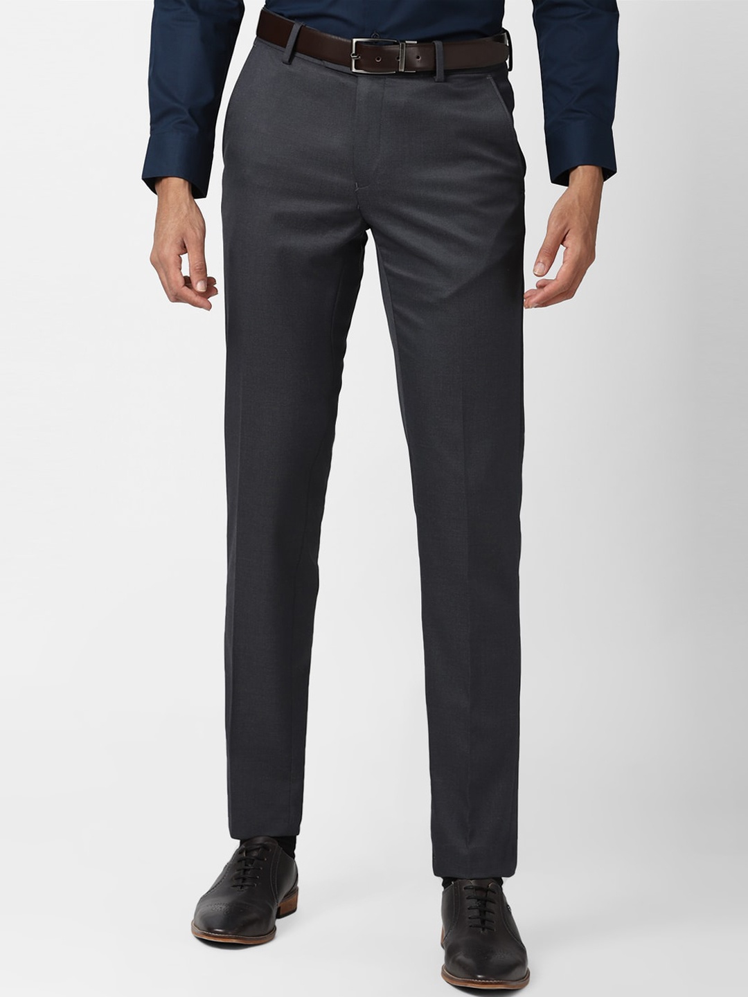 

Peter England Elite Men Grey Slim Fit Trousers