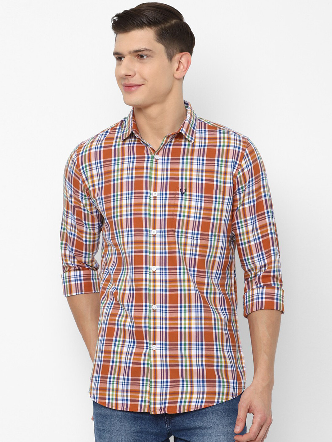 

Allen Solly Men Multicoloured Slim Fit Tartan Checks Checked Casual Shirt, Multi