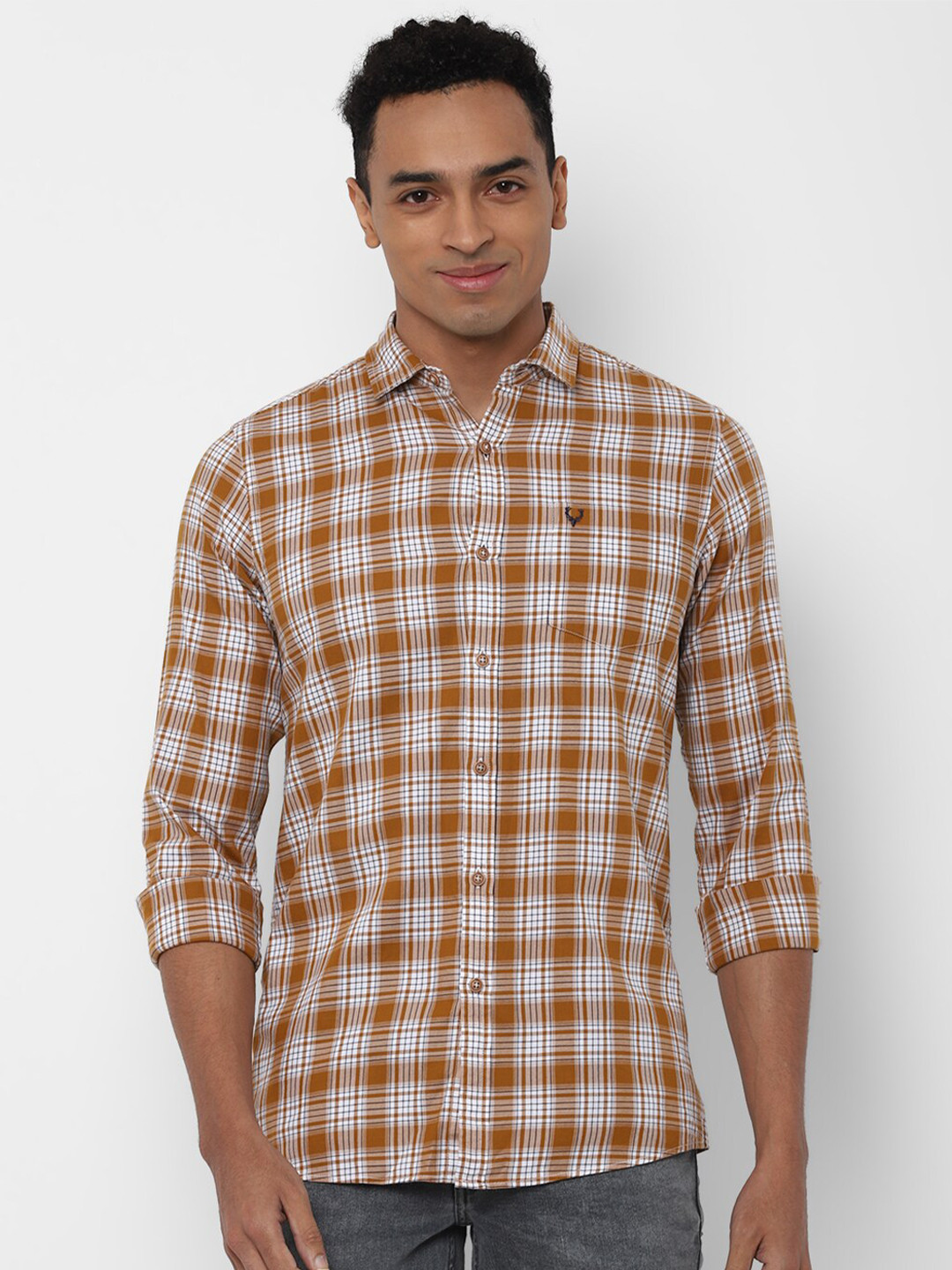 

Allen Solly Sport Men Brown Regular Fit Checked Cotton Casual Shirt