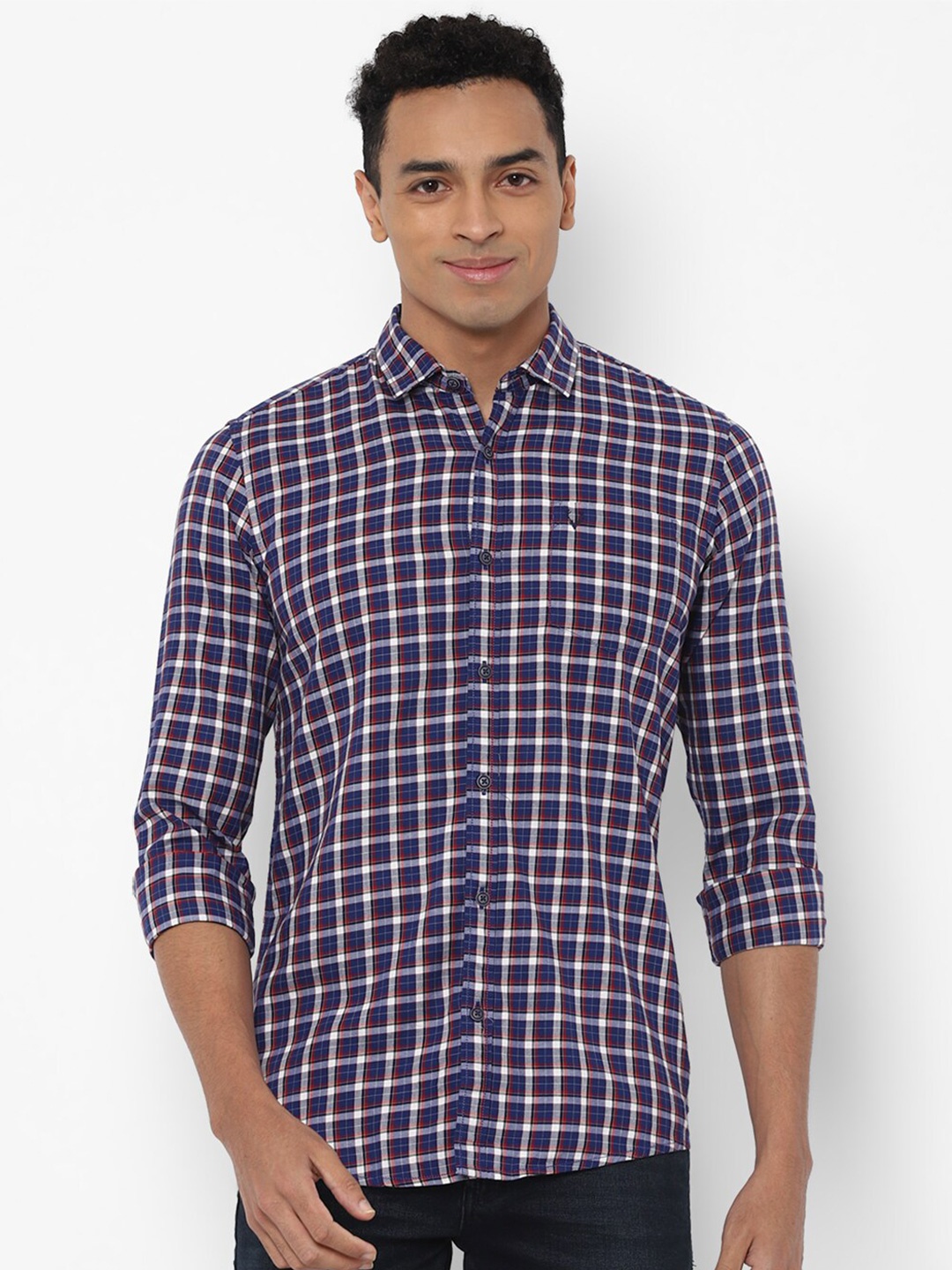 

Allen Solly Sport Men Blue Checked Pure Cotton Casual Shirt