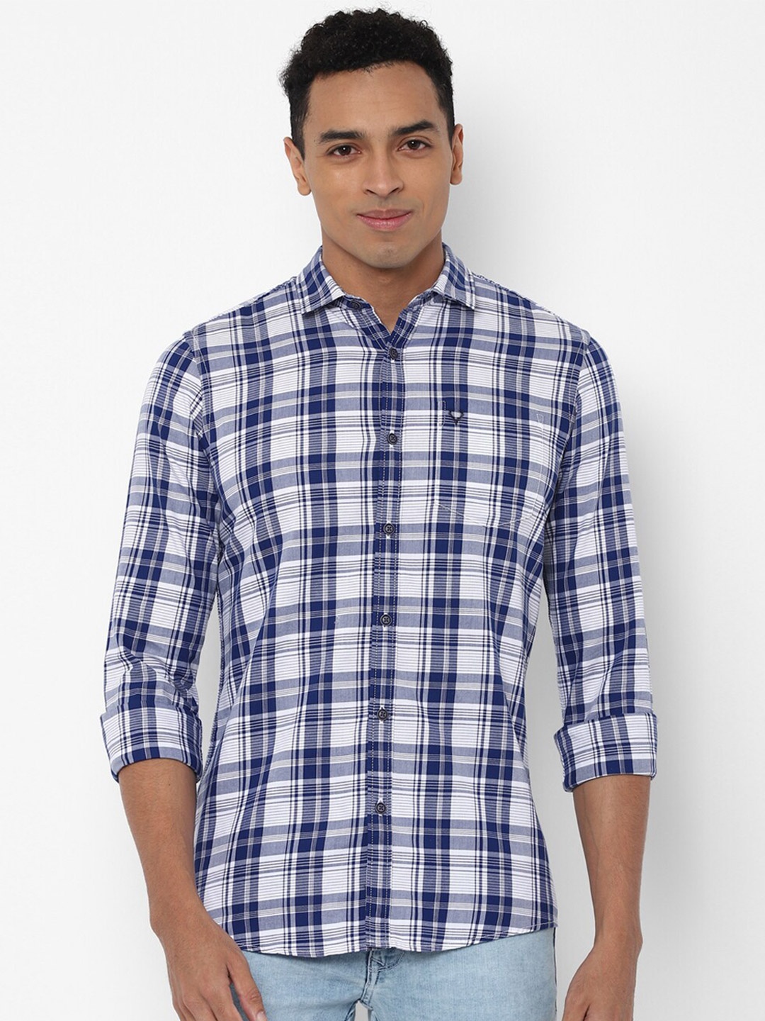 

Allen Solly Sport Men Blue Regular Fit Tartan Checked Cotton Casual Shirt