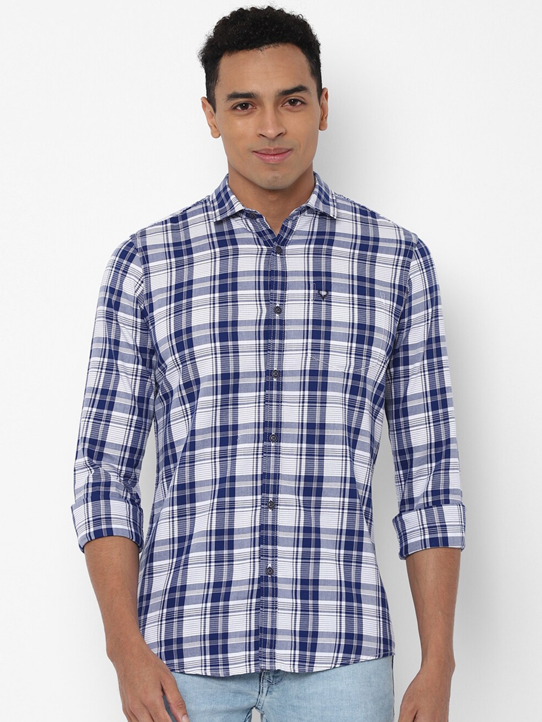 

Allen Solly Sport Men Blue Cotton Tartan Checked Casual Shirt