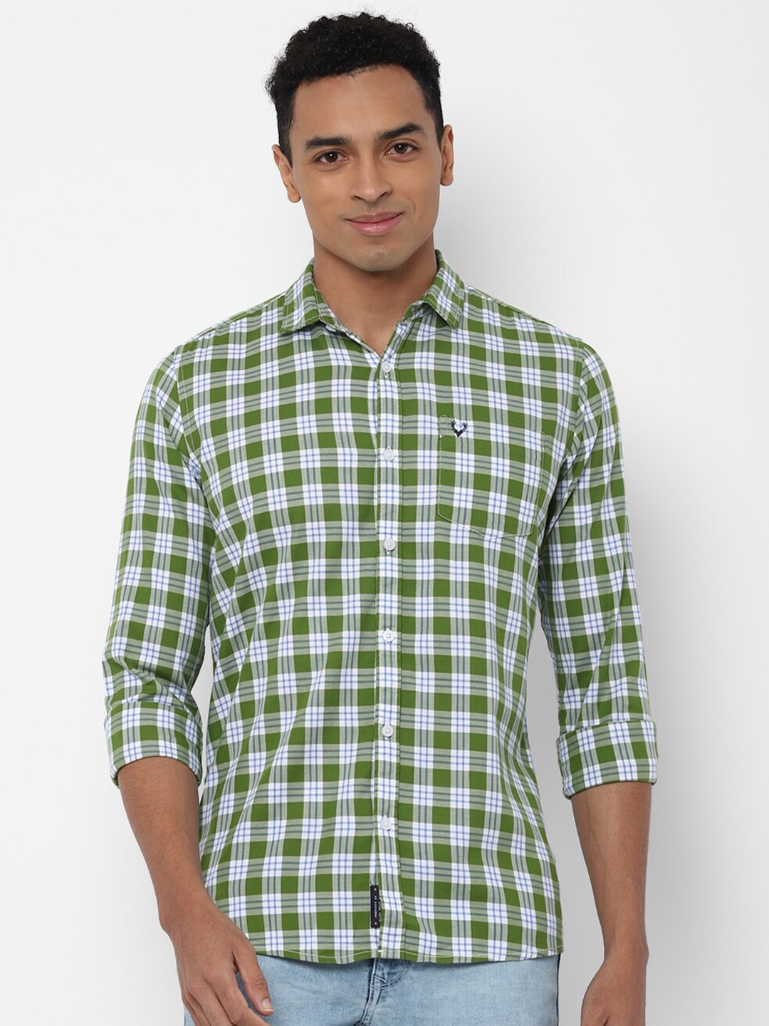 

Allen Solly Sport Men Green & White Checked Regular Fit Pure Cotton Casual Shirt