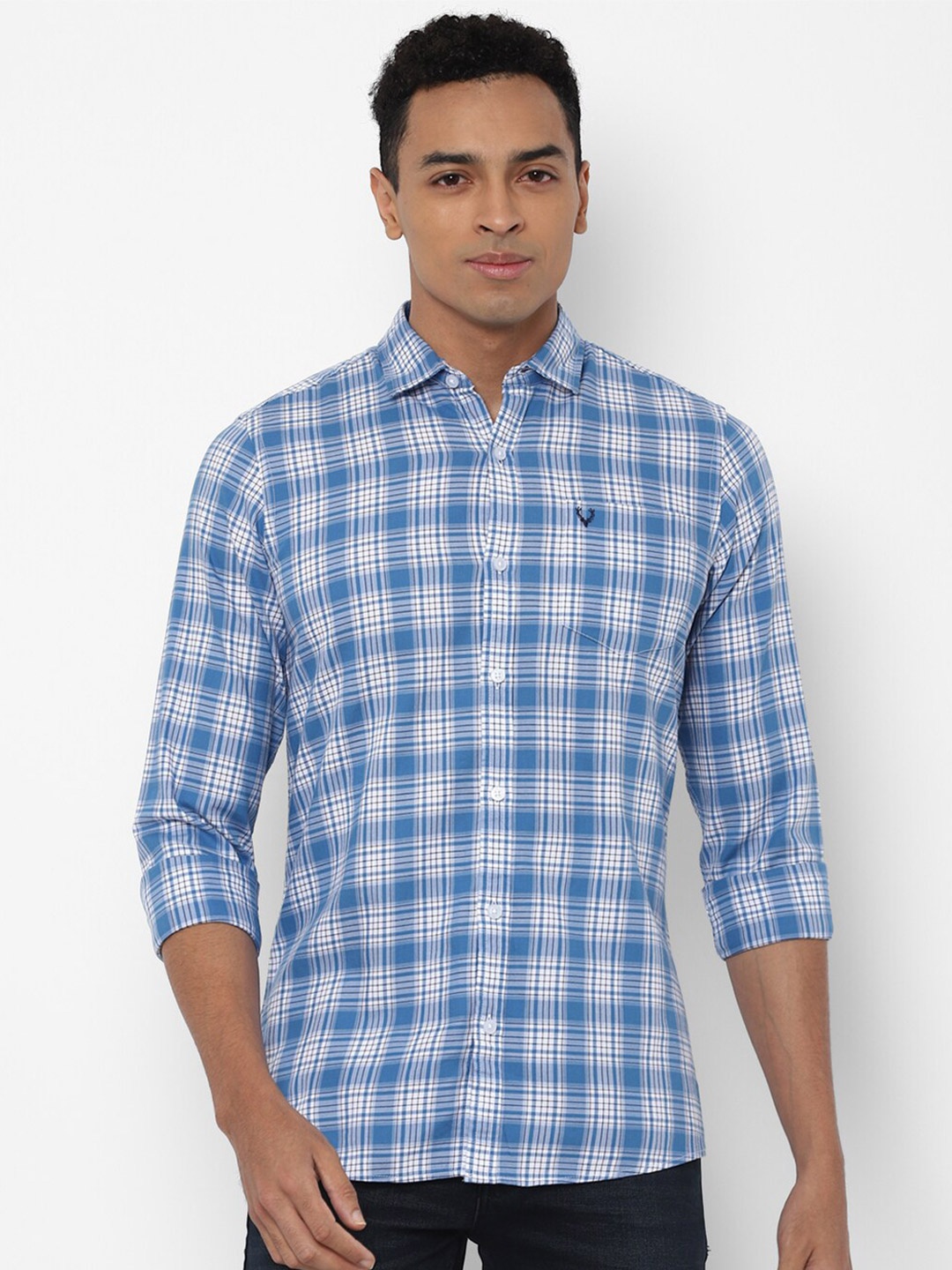 

Allen Solly Sport Men Cotton Blue & White Checked Casual Shirt