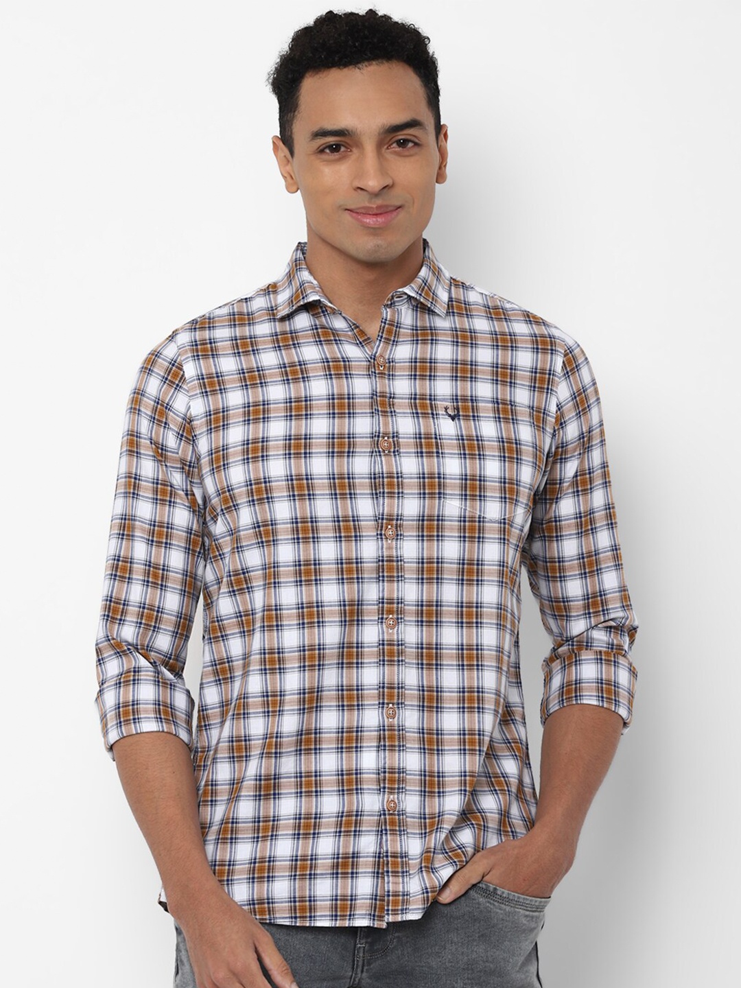 

Allen Solly Sport Men Cotton Brown & White Checked Casual Shirt