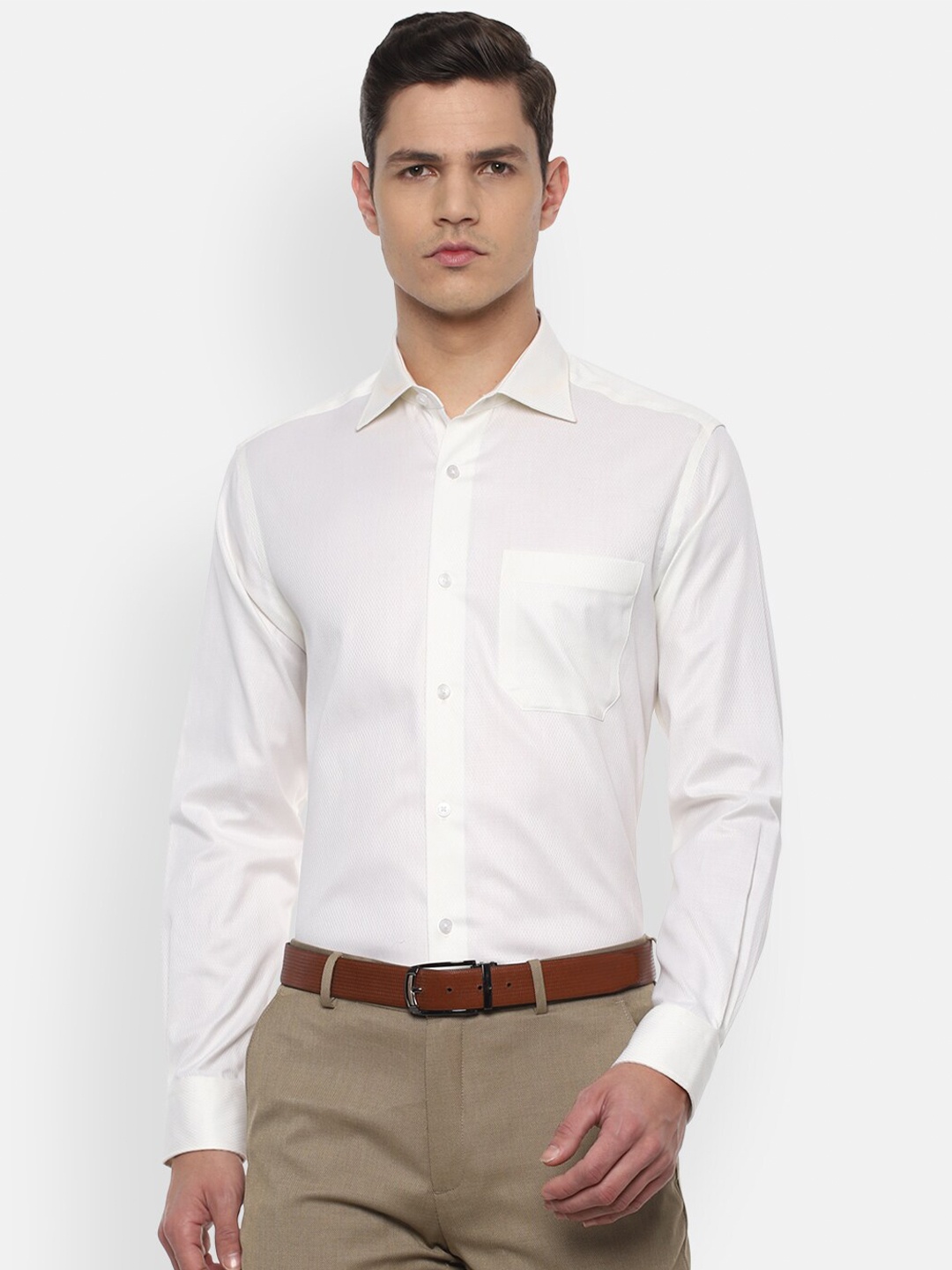 

Louis Philippe Men White Cotton Formal Shirt