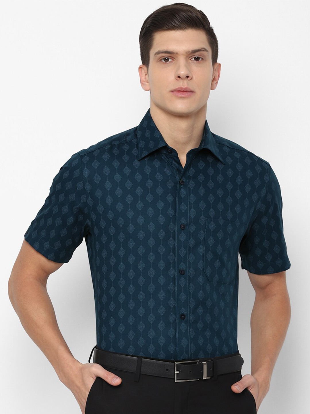 

Louis Philippe Men Blue Printed Regular Fit Cotton Formal Shirt