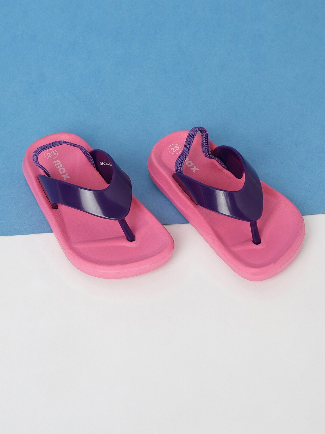 

max Girls Fuchsia & Purple Canvas Thong Flip Flops