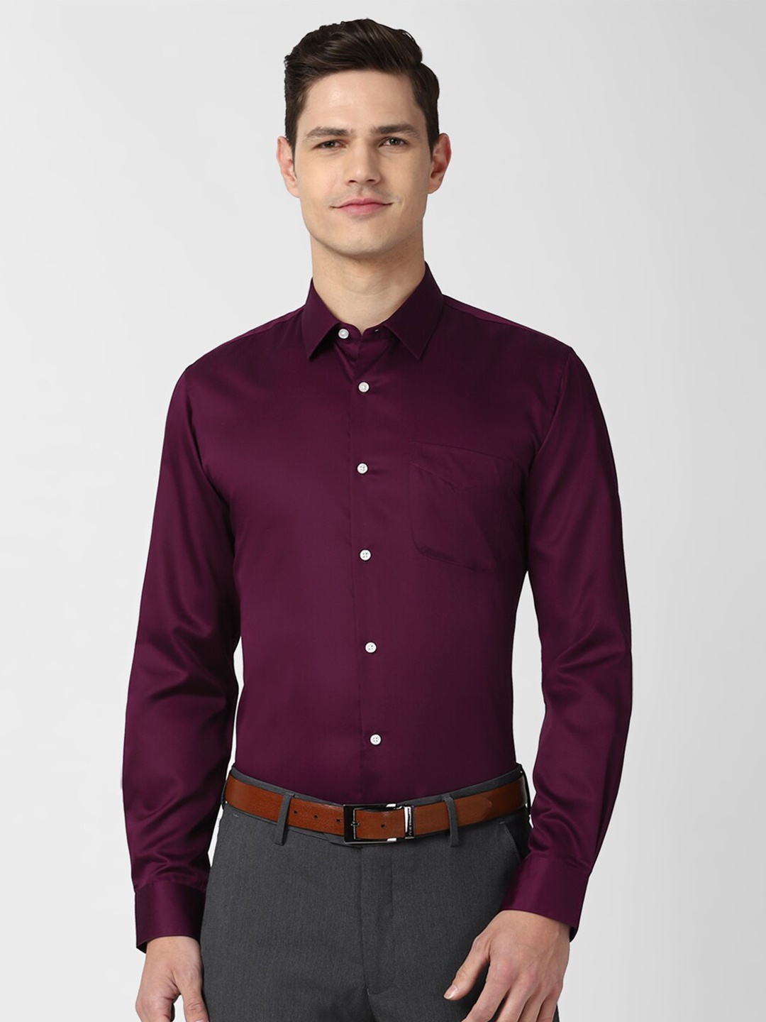 

Peter England Men Purple Slim Fit Pure Cotton Formal Shirt