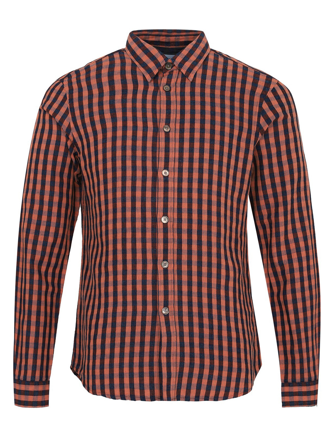 

PS By Paul Smith Men Maroon & Rust Checked Casual Shirt