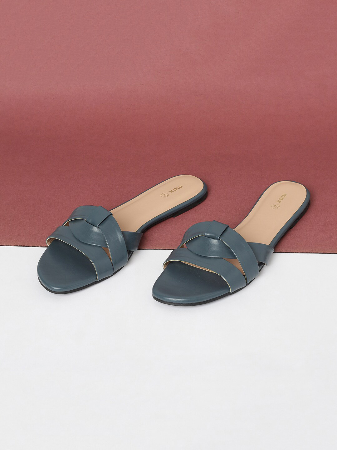 

max Women Teal Open Toe Flats