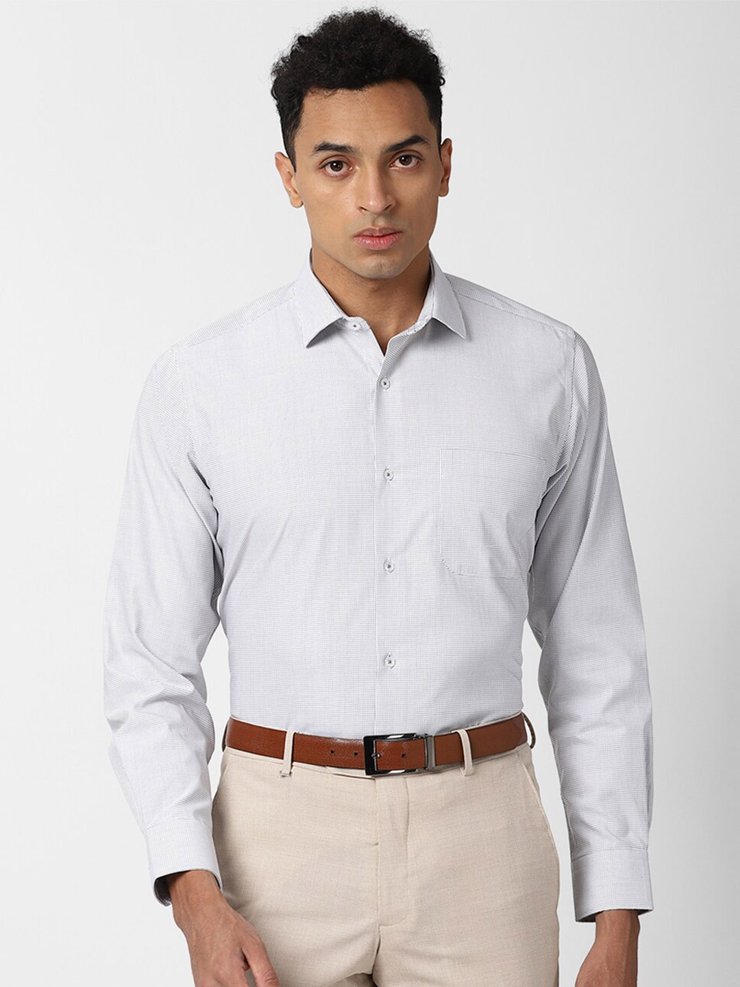 

Van Heusen Men Grey Striped Formal Shirt