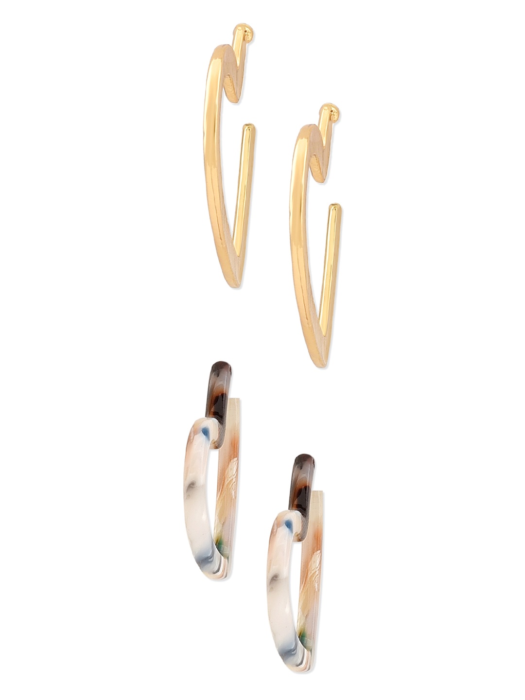 

Lilly & sparkle Gold-Toned & Gold-Plated Heart Shaped Hoop Earrings Pack Of 2