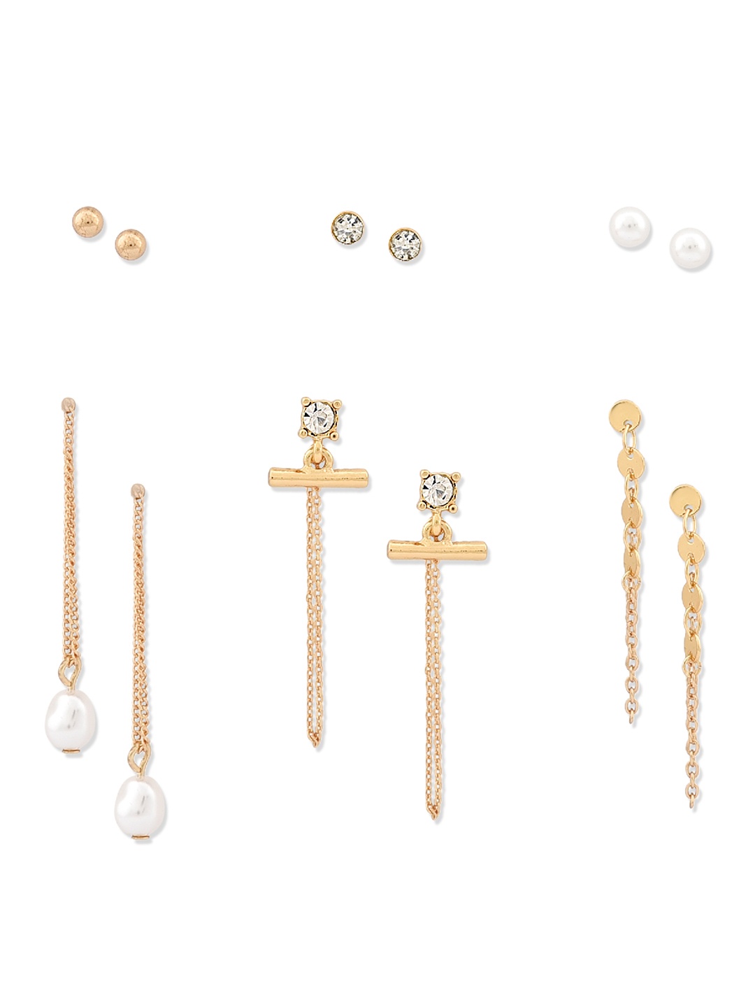 

Lilly & sparkle Gold-Plated Set Of 6 Contemporary Drop Earrings