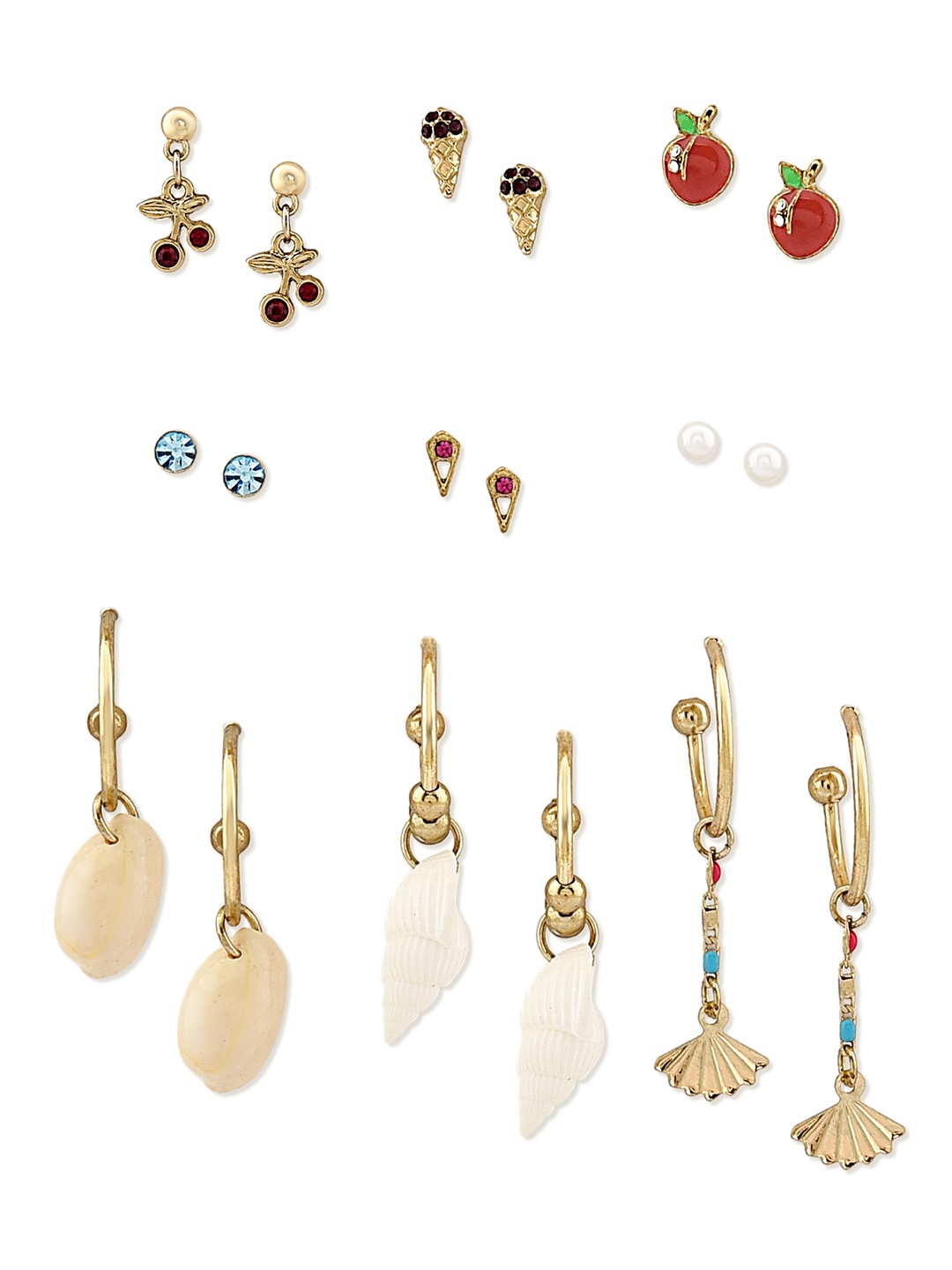 

Lilly & sparkle Women Set Of 9 Multi Contemporary Drop Earrings