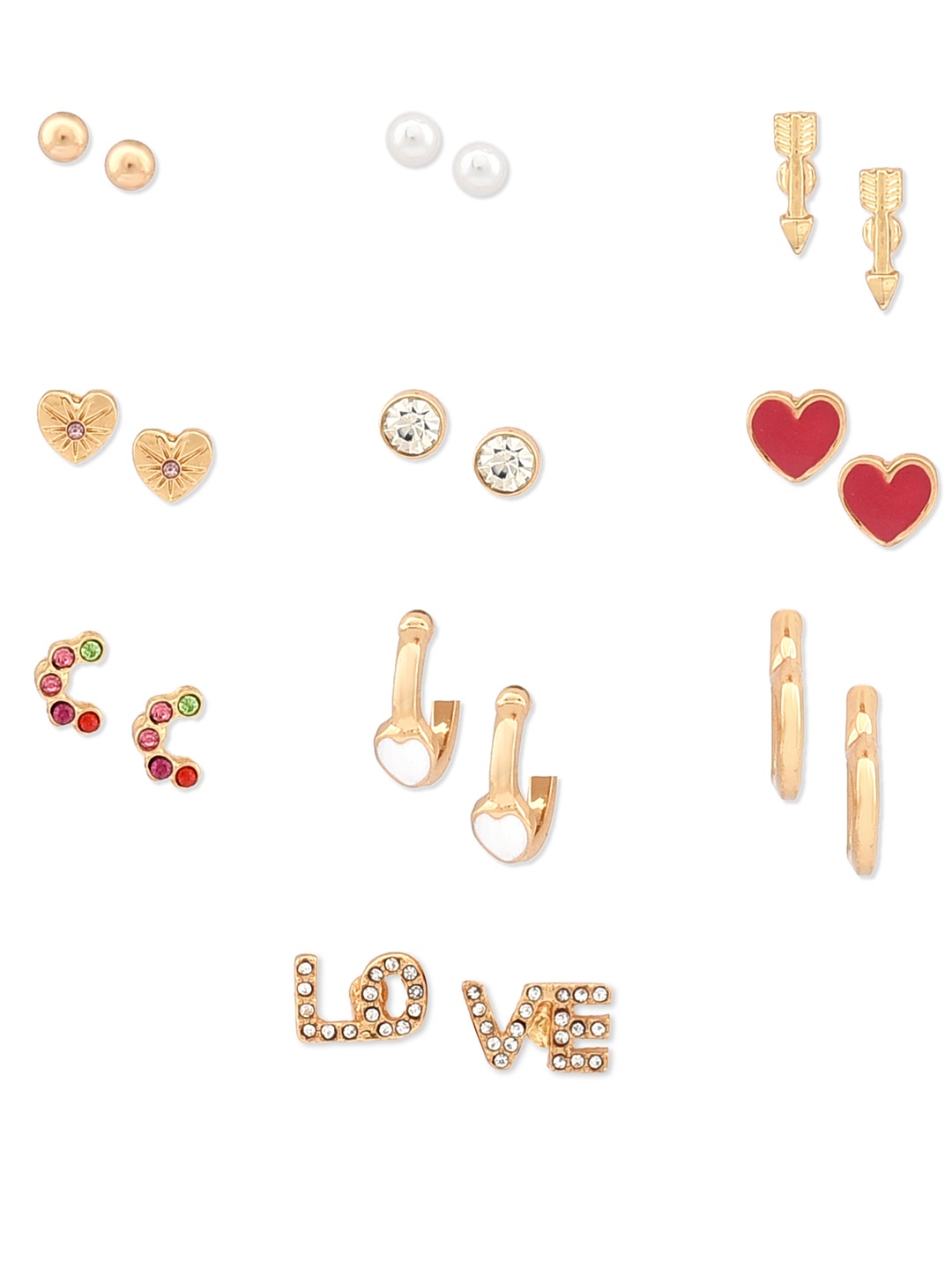 

Lilly & sparkle Set Of 10 Contemporary Hoop Earrings, Gold