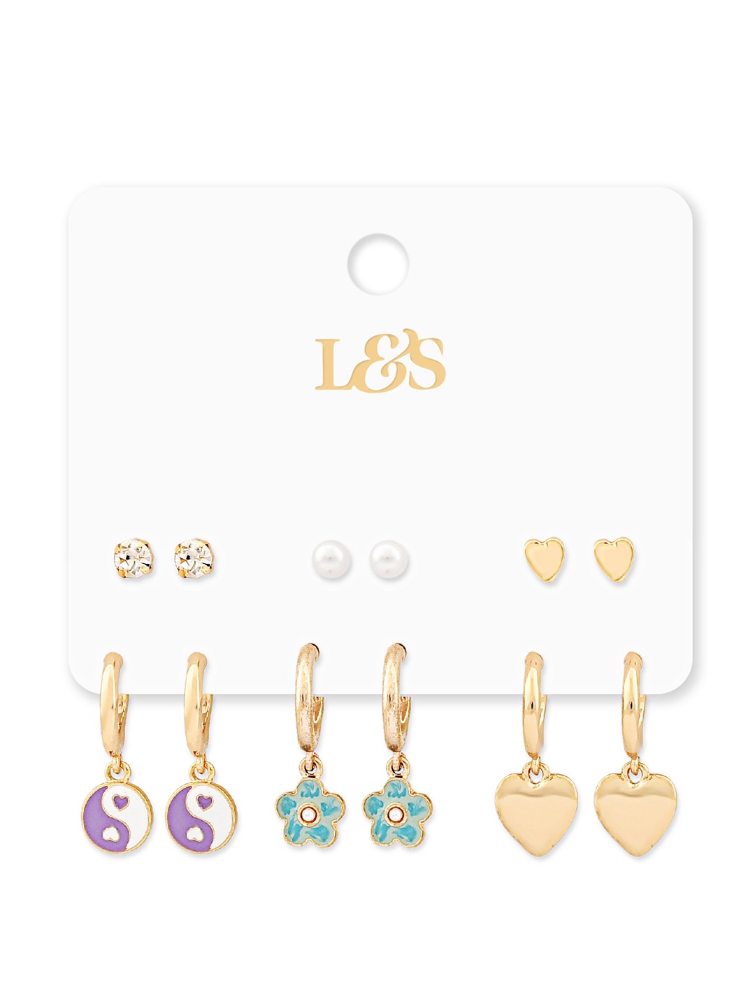 

Lilly & sparkle Set Of 6 Gold-Plated Geometric Studs Earrings