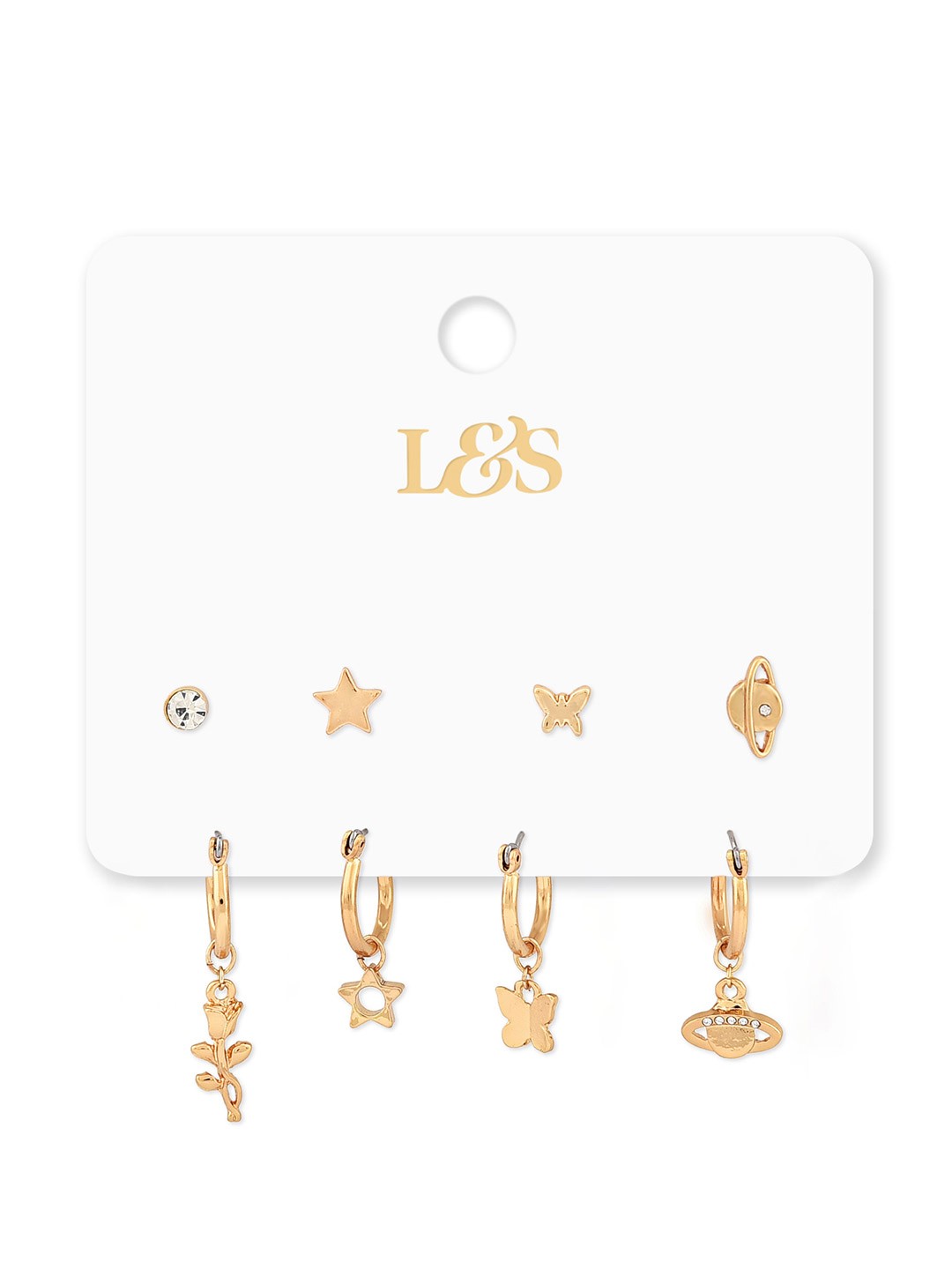 

Lilly & sparkle Set of 4 Gold-Plated & White Contemporary Studs